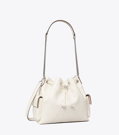 Charlie Quilted Suede Drawstring Shoulder Bag