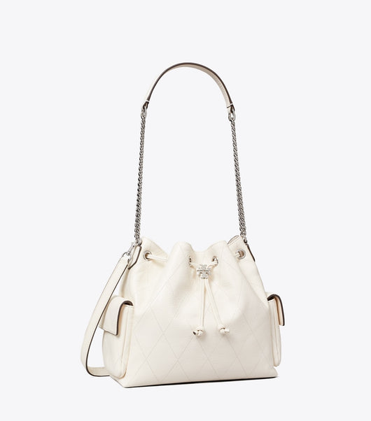 Charlie Quilted Suede Drawstring Shoulder Bag