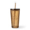 Fall Brown Ribbed Glass Cold Cup Tumbler 16 oz Straw